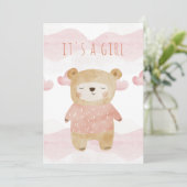 Dromerige roze teddybeer Baby shower het is een me Kaart (Staand voorkant)