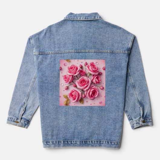 Dromerige Rozen Denim Jas Jacket (Achterkant)