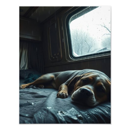 Dromerige RV-hondenslaap Foto Afdruk (Voorkant)