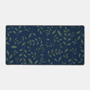 Dromerige saliegroene bladeren marineblauw patroon bureaumat