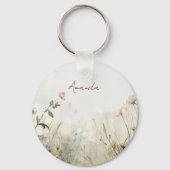 Dromerige Scène van de Lente Bloemen Sleutelhanger (Achterkant)