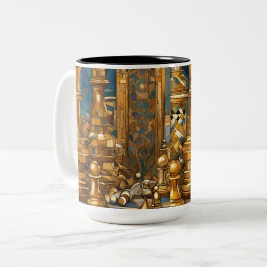 Dromerige schaak-thema Mok ontwerp (Voorkant links)