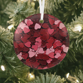 Dromerige scharlaken cascade hart confetti glas ornament