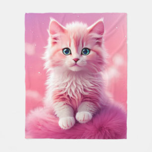 Dromerige Schattigee pluizige roze kitty cat Fleece Deken