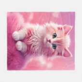 Dromerige Schattigee pluizige roze kitty cat Fleece Deken (Voorkant (Horizontaal))