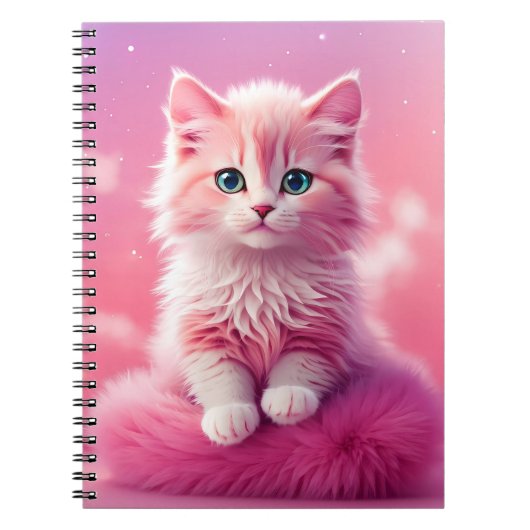Dromerige Schattigee pluizige roze kitty cat Notitieboek (Voorkant)