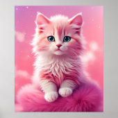 Dromerige Schattigee pluizige roze kitty cat Poster (Voorkant)