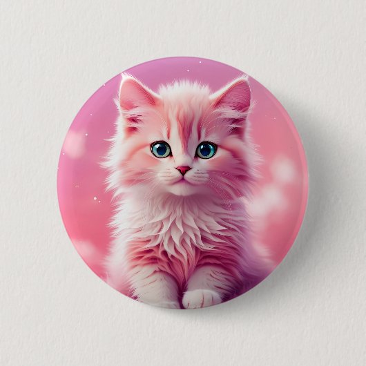 Dromerige Schattigee pluizige roze kitty cat Ronde Button 5,7 Cm (Voorkant)
