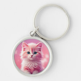 Dromerige Schattigee pluizige roze kitty cat Sleutelhanger