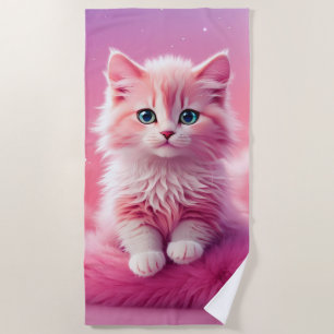 Dromerige Schattigee pluizige roze kitty cat Strandlaken
