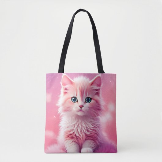 Dromerige Schattigee pluizige roze kitty cat Tote Bag (Voorkant)