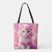 Dromerige Schattigee pluizige roze kitty cat Tote Bag (Achterkant)