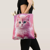Dromerige Schattigee pluizige roze kitty cat Tote Bag (Dichtbij)