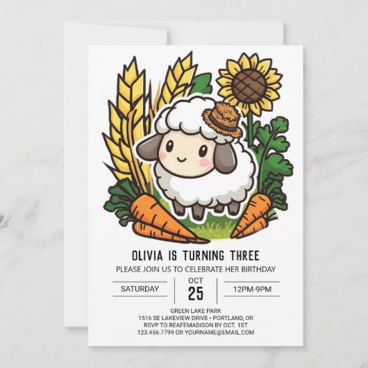 Dromerige Schattigee Sheep Digitale Verjaardag Kaart (Voorkant)