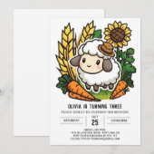 Dromerige Schattigee Sheep Digitale Verjaardag Kaart (Voorkant / Achterkant)