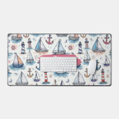 Dromerige Schetsen van Zeilboten Ankers & Vuurtore Bureaumat (Keyboard & Muis)
