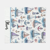 Dromerige Schetsen van Zeilboten Ankers & Vuurtore Fleece Deken (Voorkant (Horizontaal))