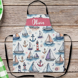 Dromerige Schetsen van Zeilboten Ankers & Vuurtore Schort