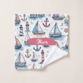 Dromerige Schetsen van Zeilboten Ankers & Vuurtore Washandje (Wasdoekje)
