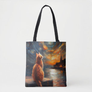 Dromerige Siamese Kat   Sterrennacht Tote Bag