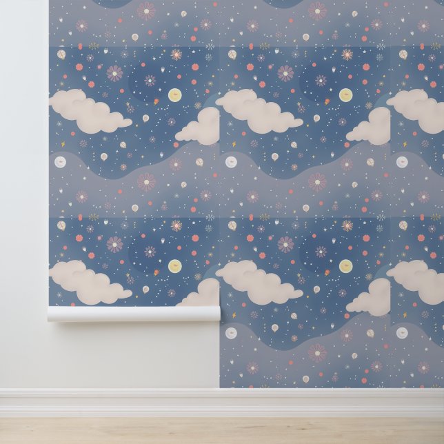 Dromerige Skies: grillige nachtbloei Behang (Applicatie)