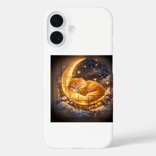 Dromerige slapende kat op maan iPhone/iPad hoes (Achterkant)