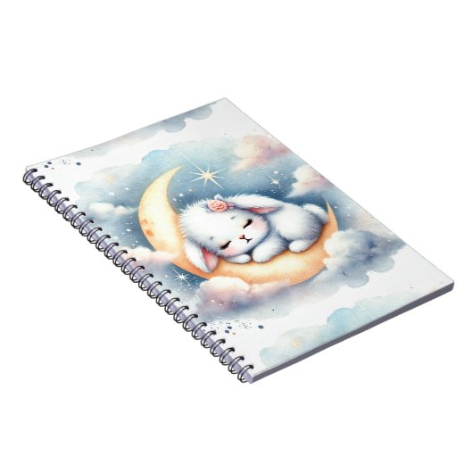 Dromerige slapende konijn op Moon Notitieboek (Rechterzijde)