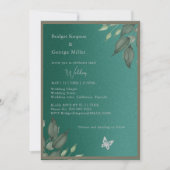 Dromerige smaragdgroene glitter gebladerte bruilof kaart (Voorkant)