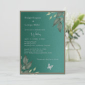 Dromerige smaragdgroene glitter gebladerte bruilof kaart (Staand voorkant)