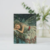 Dromerige sneeuwfee met vleugels in de winter briefkaart (Staand voorkant)