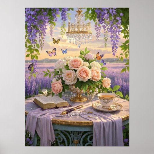 Dromerige, soft-focus scène van een weelderige, Fl Poster (Voorkant)