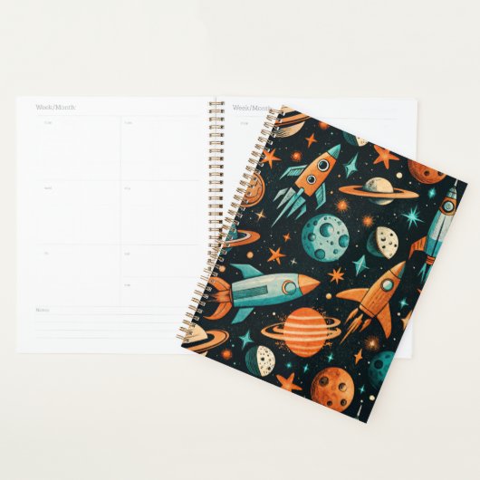 Dromerige Spacecore Planeten Turquoise Oranje Kosm Planner (Display)