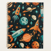 Dromerige Spacecore Planeten Turquoise Oranje Kosm Planner (Voorkant)