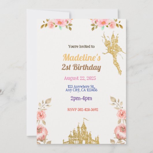 dromerige sprookje kasteel uitnodiging (Voorkant)