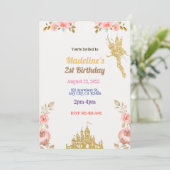 dromerige sprookje kasteel uitnodiging (Staand voorkant)