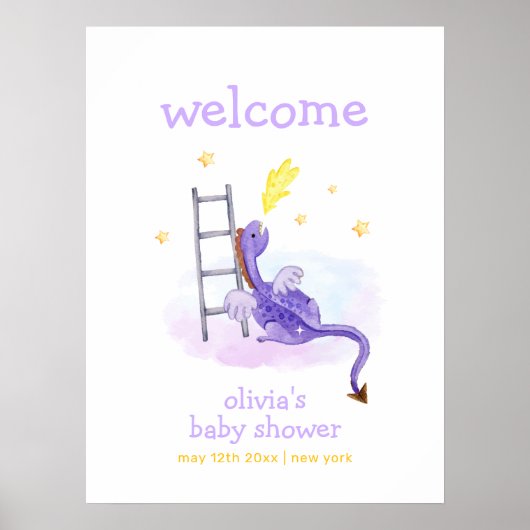 Dromerige sprookjesachtige Dragon Stars Baby showe Poster (Voorkant)