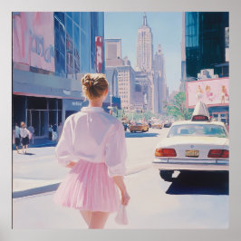 Dromerige stadswandeling: moderne stedelijke kunst poster