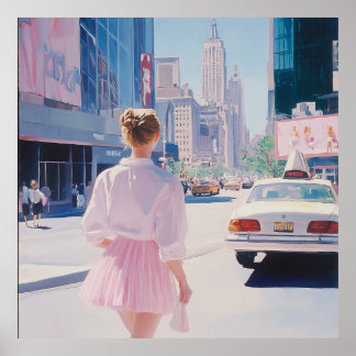 Dromerige stadswandeling: moderne stedelijke kunst poster