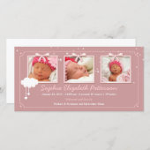 Dromerige sterren Drie foto's Baby Geboorteaankond Aankondiging (Voorkant / Achterkant)