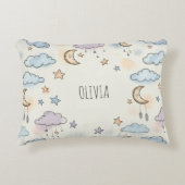Dromerige sterren, manen en pluizige wolken accent kussen (Voorkant)