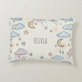 Dromerige sterren, manen en pluizige wolken accent kussen (Achterkant)