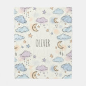 Dromerige sterren, manen en pluizige wolken fleece deken (Voorkant)