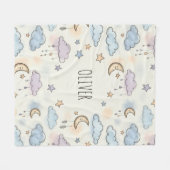 Dromerige sterren, manen en pluizige wolken fleece deken (Voorkant (Horizontaal))