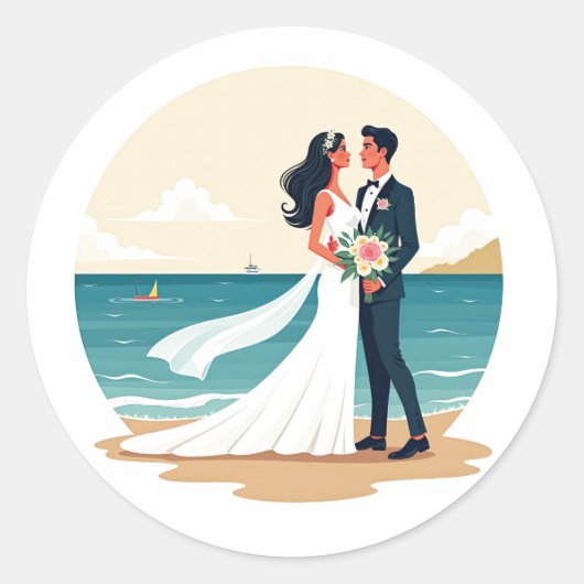 Dromerige strand bruiloft koppels Sticker (Voorkant)