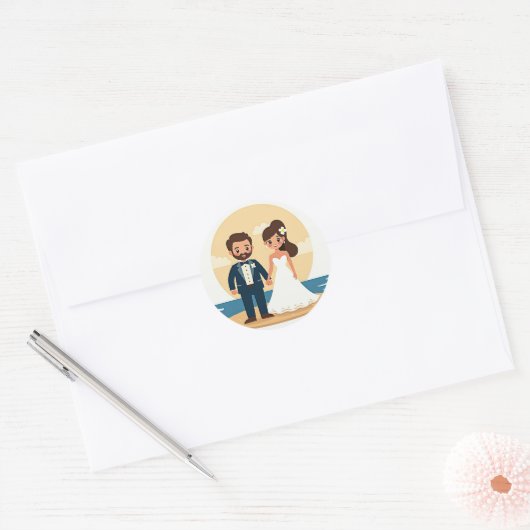 Dromerige strand bruiloft Sticker (Envelop)