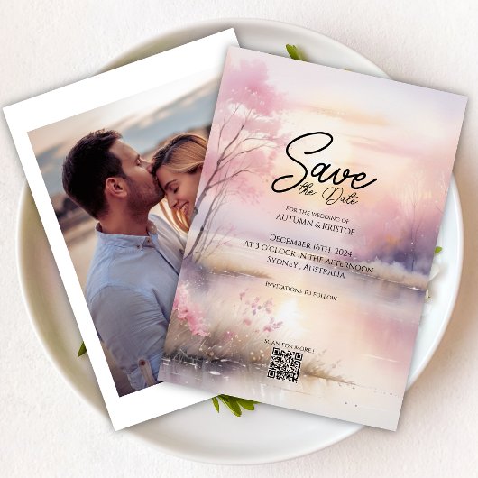 Dromerige Summer Beach Palm Tree Bewaar de datum Kaart