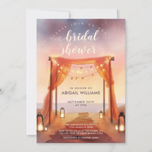 Dromerige Sunset Lantaarn Draped Arch Vrijgezellen Kaart (Voorkant)