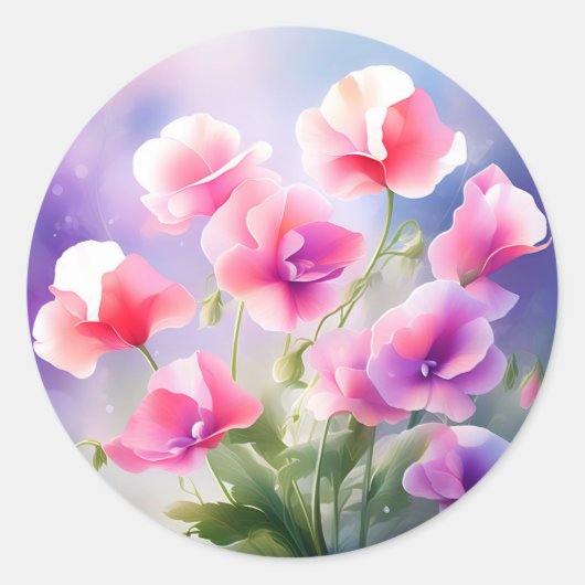 Dromerige Sweet Pea Blossom Ronde Sticker (Voorkant)