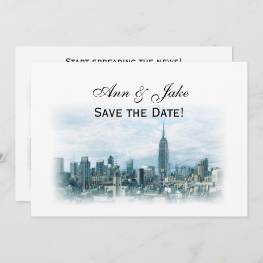 Dromerige Teal NYC Silhouette Save the Date H Kaart (Voorkant / Achterkant)