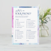 Dromerige telefooninhoud bruiloftsspel kaart (Staand voorkant)